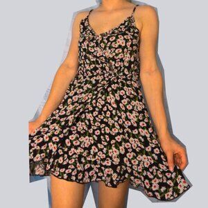 Black Daisy Spaghetti Strap Dress